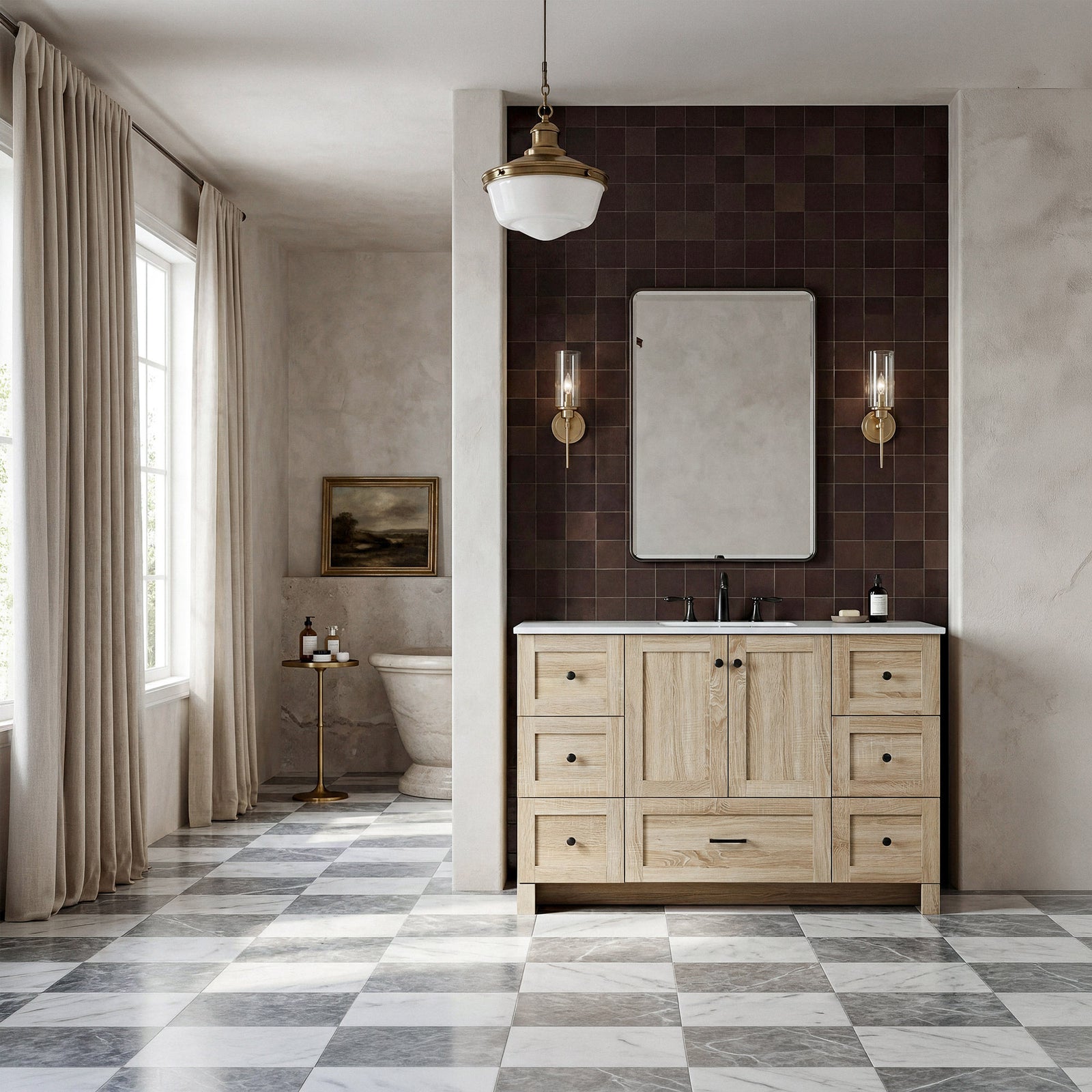 48 Inch Single Bathroom Vanity In Mango Wood - View 2 - Joshua Marshal