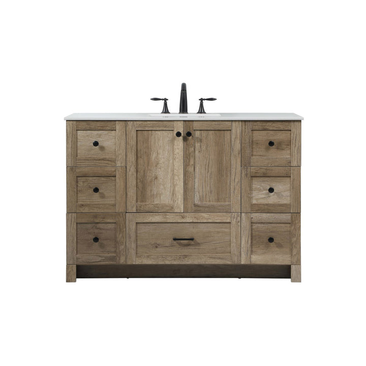 48 Inch Single Bathroom Vanity In Natural Oak - View 3 - Joshua Marshal