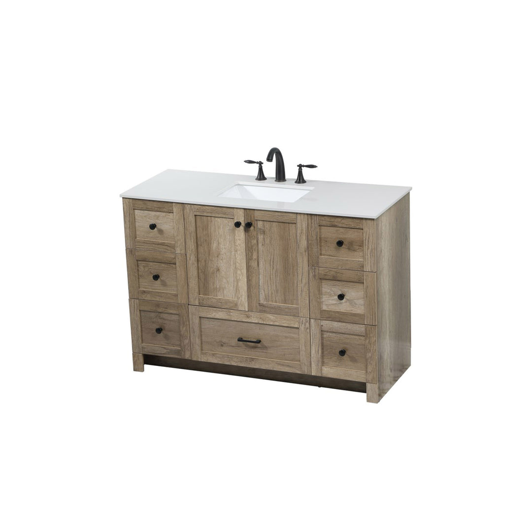 48 Inch Single Bathroom Vanity In Natural Oak - View 4 - Joshua Marshal