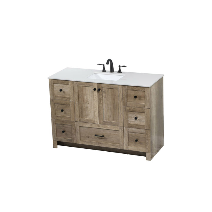 48 Inch Single Bathroom Vanity In Natural Oak - View 4 - Joshua Marshal