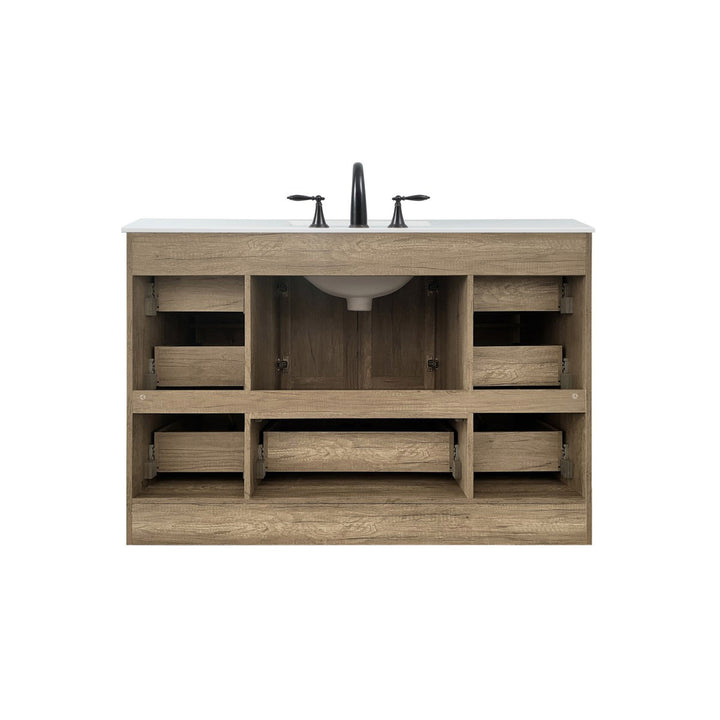 48 Inch Single Bathroom Vanity In Natural Oak - View 5 - Joshua Marshal