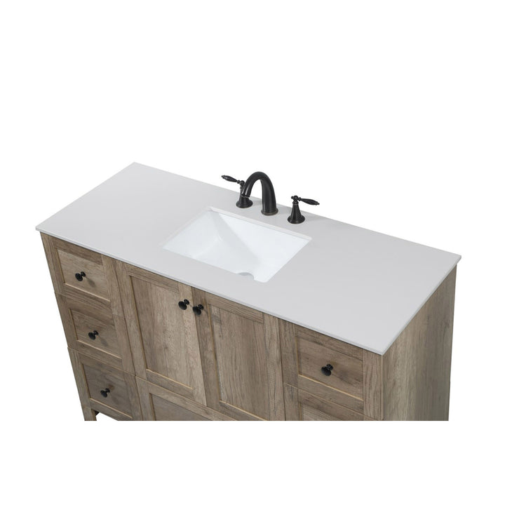 48 Inch Single Bathroom Vanity In Natural Oak - View 6 - Joshua Marshal