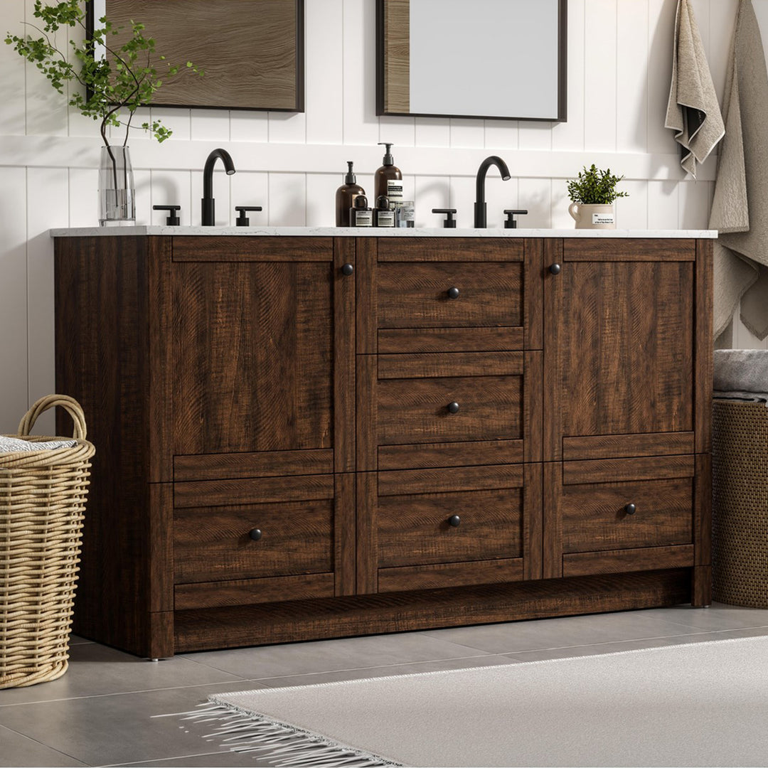 54 Inch Double Bathroom Vanity In Expresso Expresso Finish - KITCHEN & BATH by Joshua Marshal
