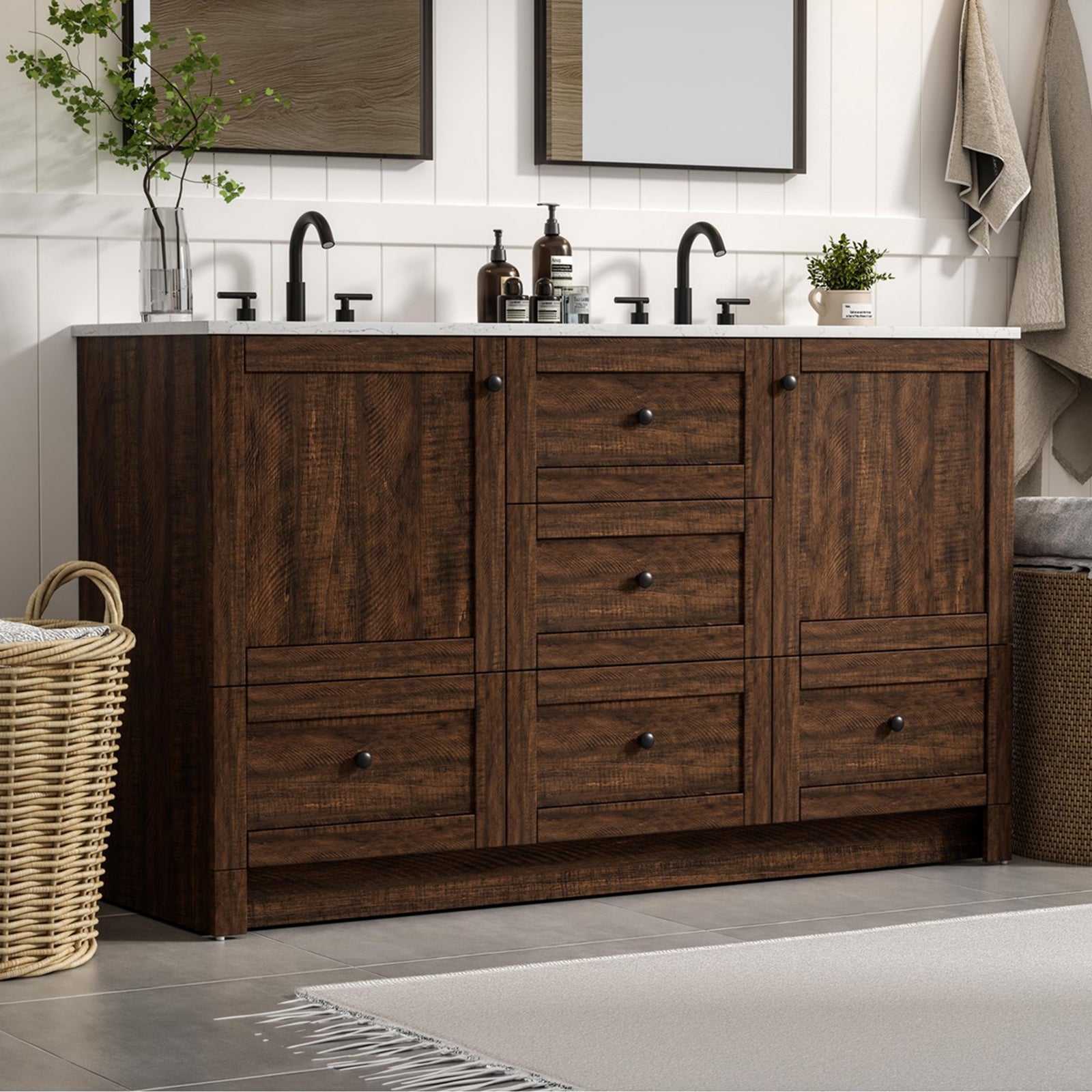 54 Inch Double Bathroom Vanity In Expresso Expresso Finish - KITCHEN & BATH by Joshua Marshal