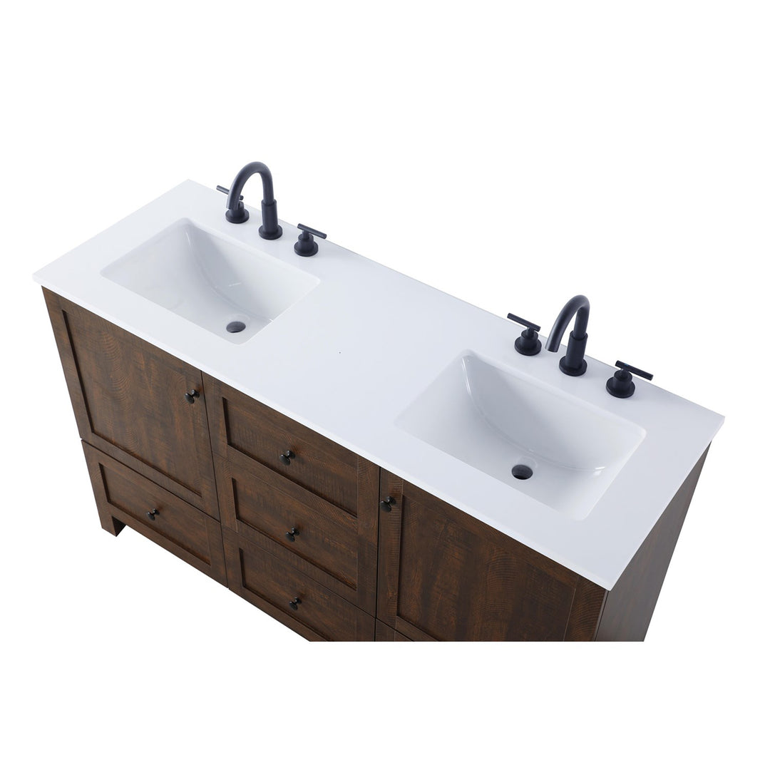 54 Inch Double Bathroom Vanity In Expresso - View 4 - Joshua Marshal
