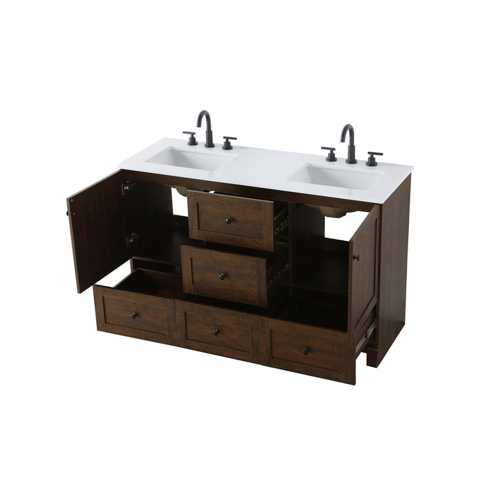 54 Inch Double Bathroom Vanity In Expresso - View 5 - Joshua Marshal