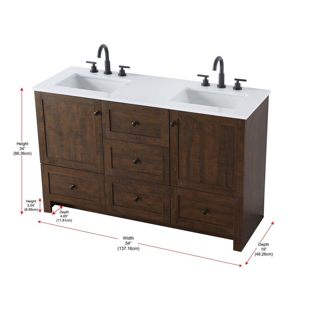 54 Inch Double Bathroom Vanity In Expresso - View 6 - Joshua Marshal