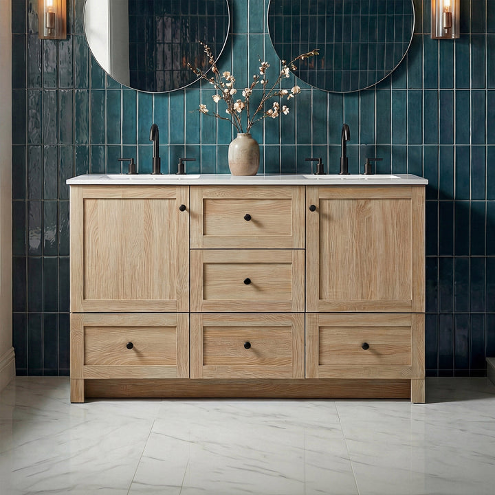 54 Inch Double Bathroom Vanity In Mango Wood Mango Wood Finish - KITCHEN & BATH by Joshua Marshal