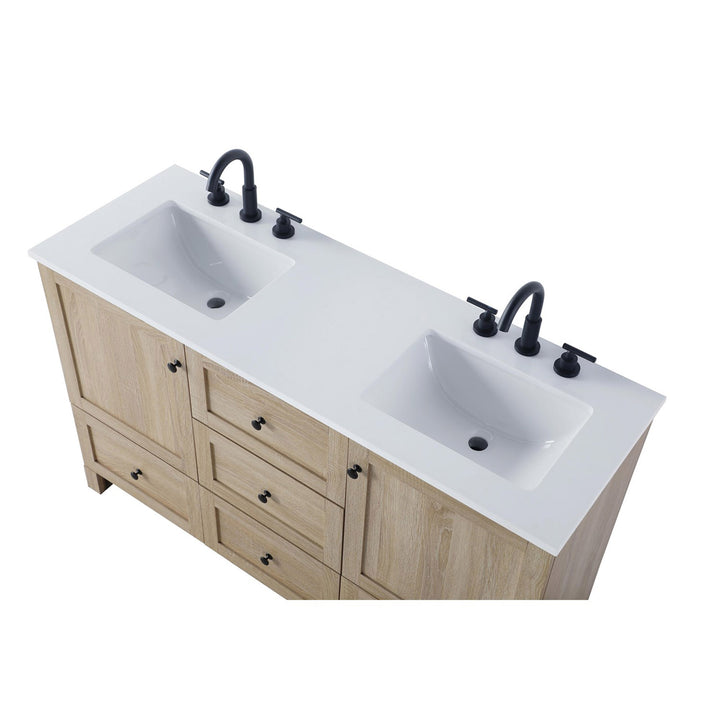 54 Inch Double Bathroom Vanity In Mango Wood - View 4 - Joshua Marshal