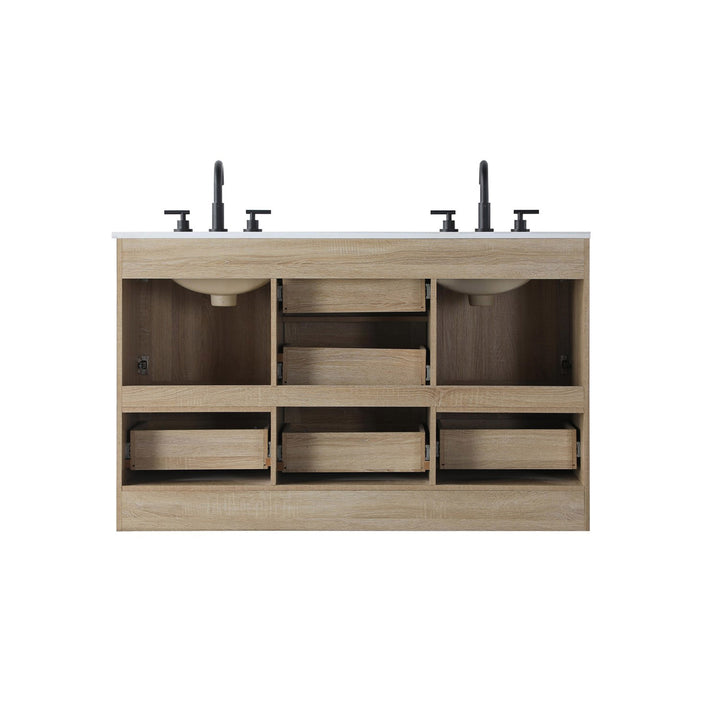 54 Inch Double Bathroom Vanity In Mango Wood - View 6 - Joshua Marshal