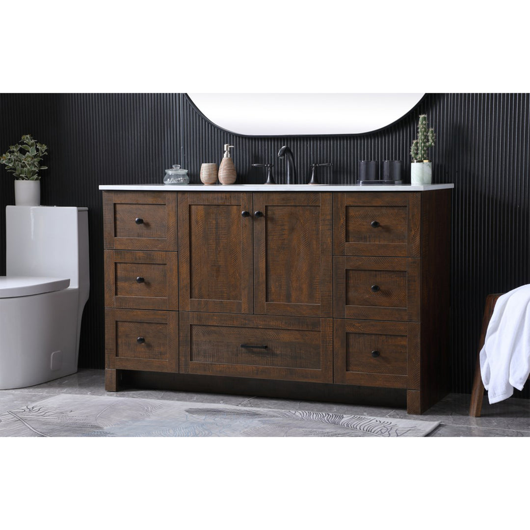 54 Inch Single Bathroom Vanity In Expresso - View 2 - Joshua Marshal