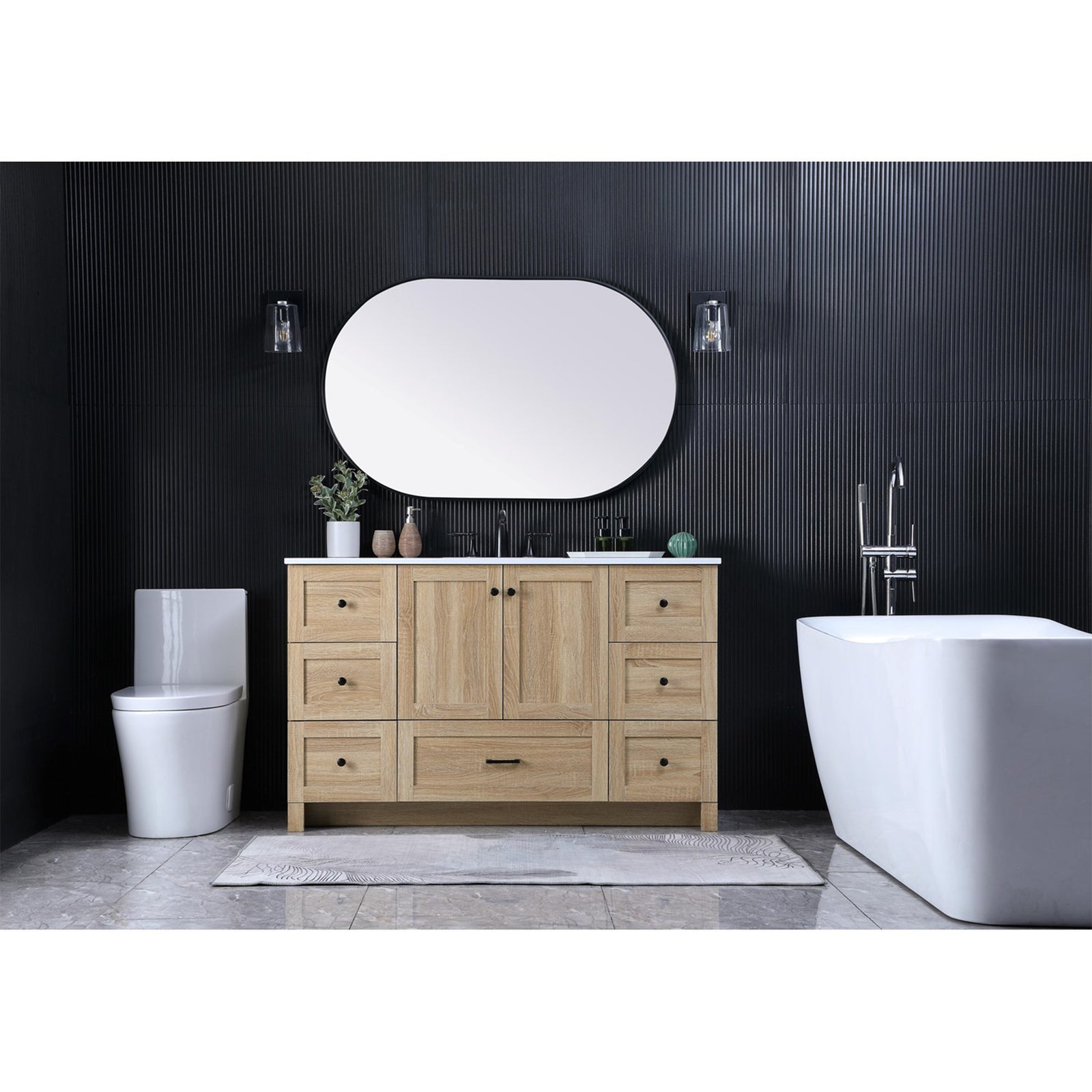 54 Inch Single Bathroom Vanity In Mango Wood - View 2 - Joshua Marshal