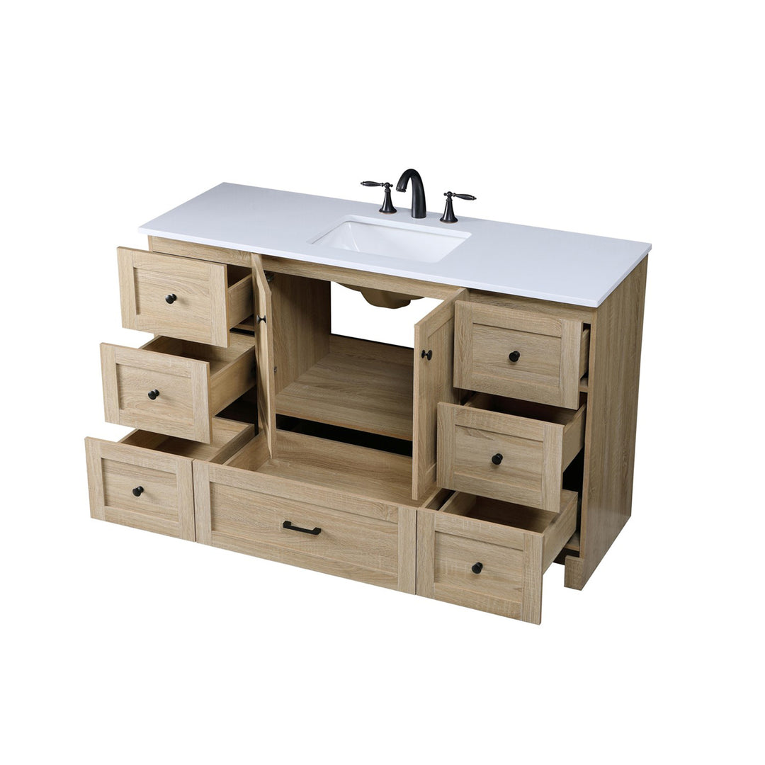 54 Inch Single Bathroom Vanity In Mango Wood - View 5 - Joshua Marshal