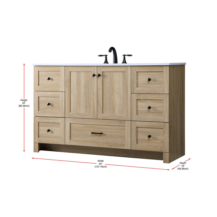 54 Inch Single Bathroom Vanity In Mango Wood - View 6 - Joshua Marshal