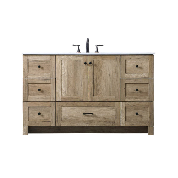 54 Inch Single Bathroom Vanity In Natural Oak - View 3 - Joshua Marshal