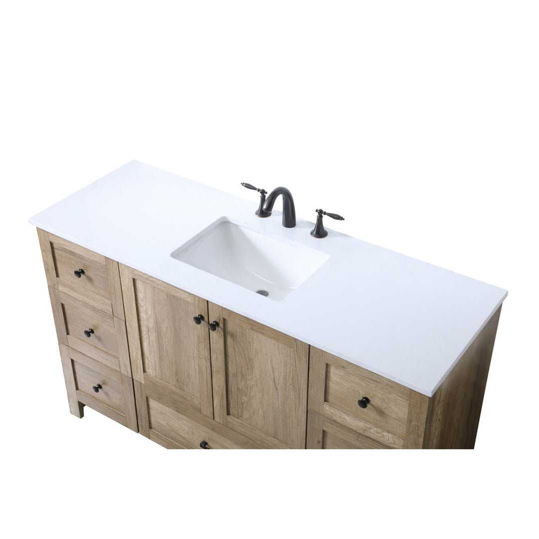 54 Inch Single Bathroom Vanity In Natural Oak - View 6 - Joshua Marshal