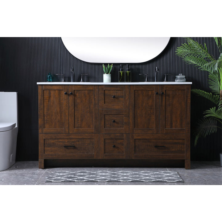 60 Inch Double Bathroom Vanity In Expresso - View 2 - Joshua Marshal