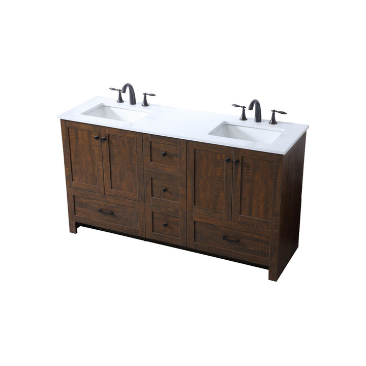 60 Inch Double Bathroom Vanity In Expresso - View 4 - Joshua Marshal