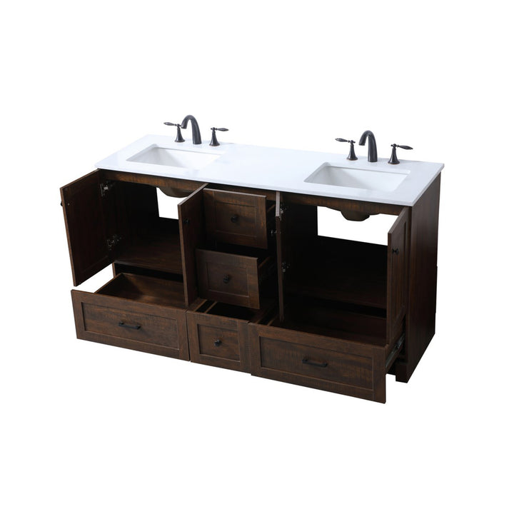 60 Inch Double Bathroom Vanity In Expresso - View 6 - Joshua Marshal