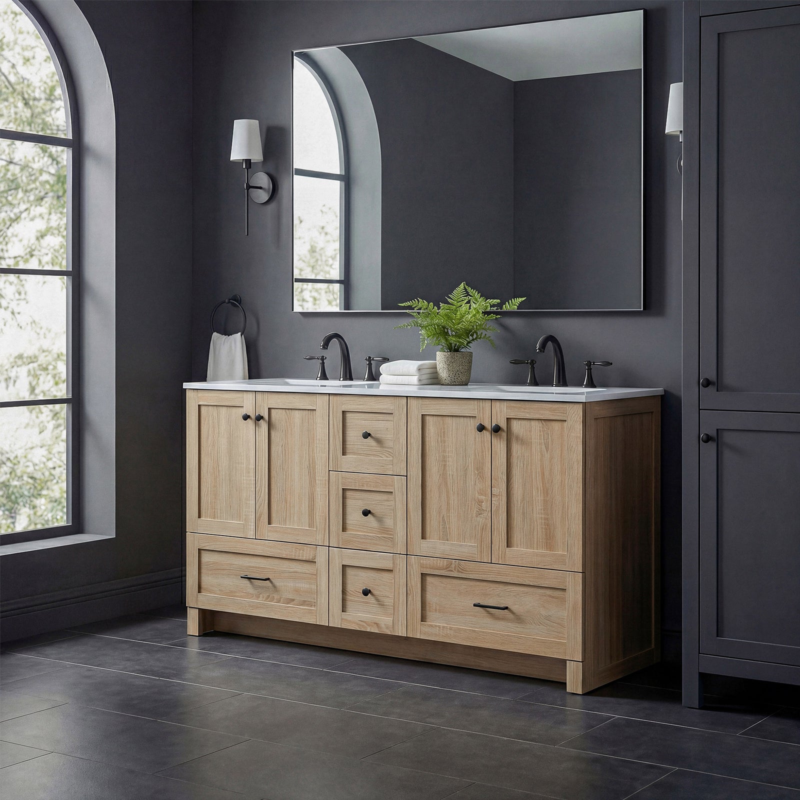 60 Inch Double Bathroom Vanity In Mango Wood - View 2 - Joshua Marshal