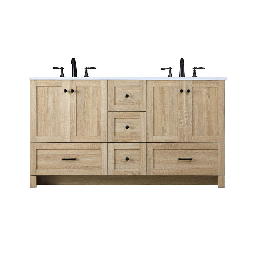 60 Inch Double Bathroom Vanity In Mango Wood - View 3 - Joshua Marshal