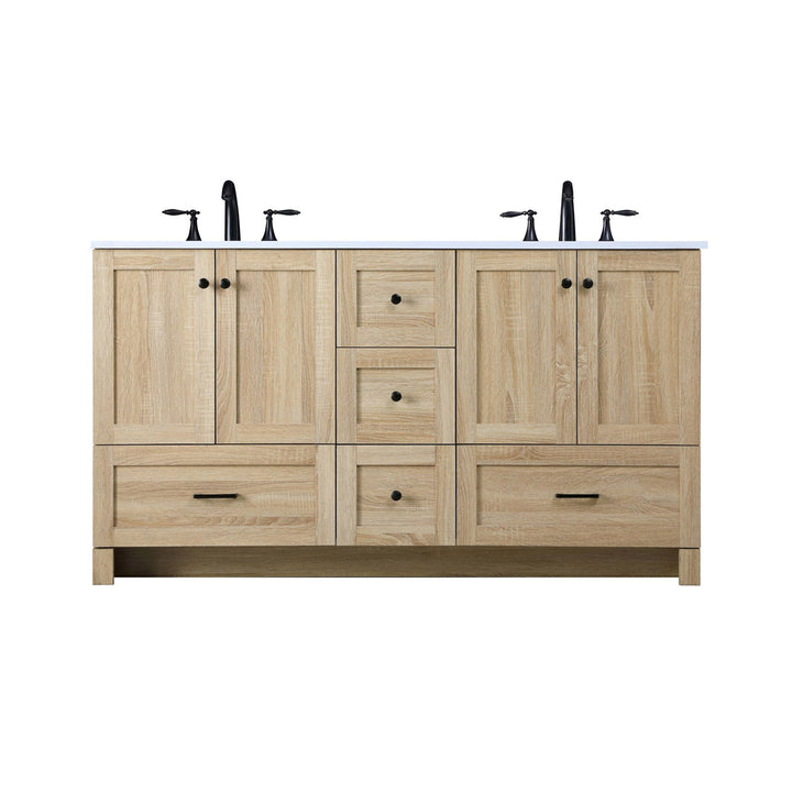 60 Inch Double Bathroom Vanity In Mango Wood - View 3 - Joshua Marshal