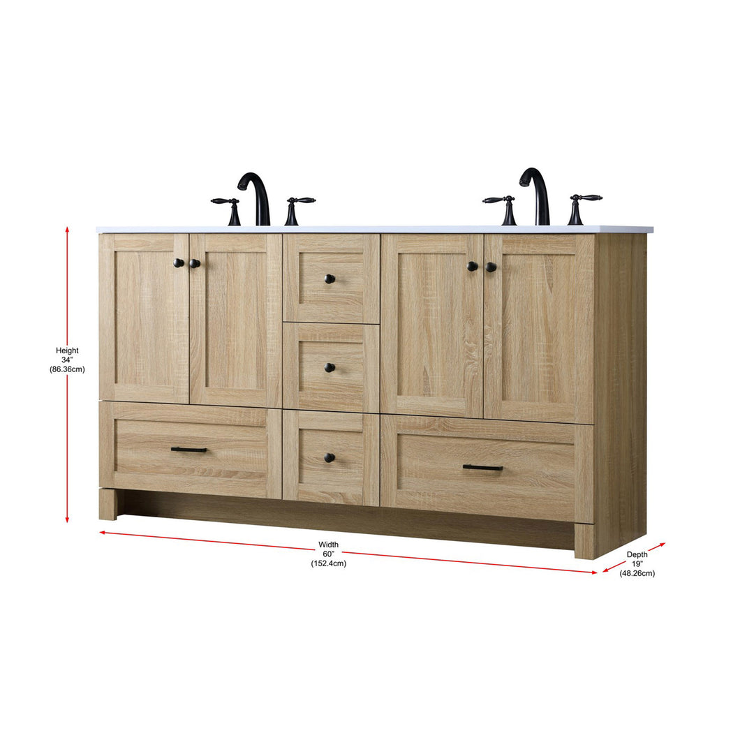 60 Inch Double Bathroom Vanity In Mango Wood - View 4 - Joshua Marshal