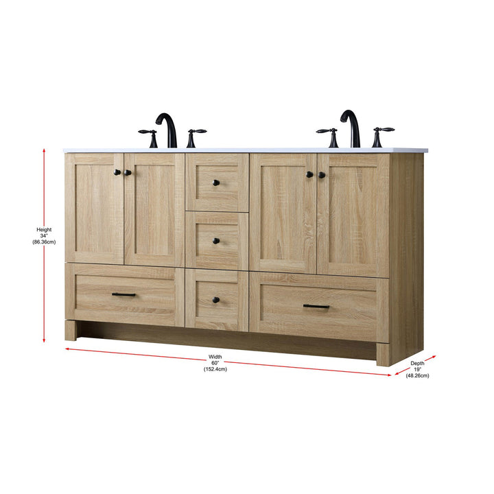 60 Inch Double Bathroom Vanity In Mango Wood - View 4 - Joshua Marshal