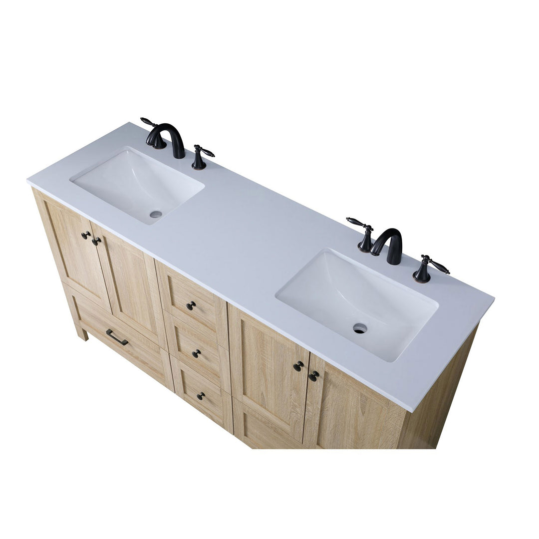 60 Inch Double Bathroom Vanity In Mango Wood - View 6 - Joshua Marshal