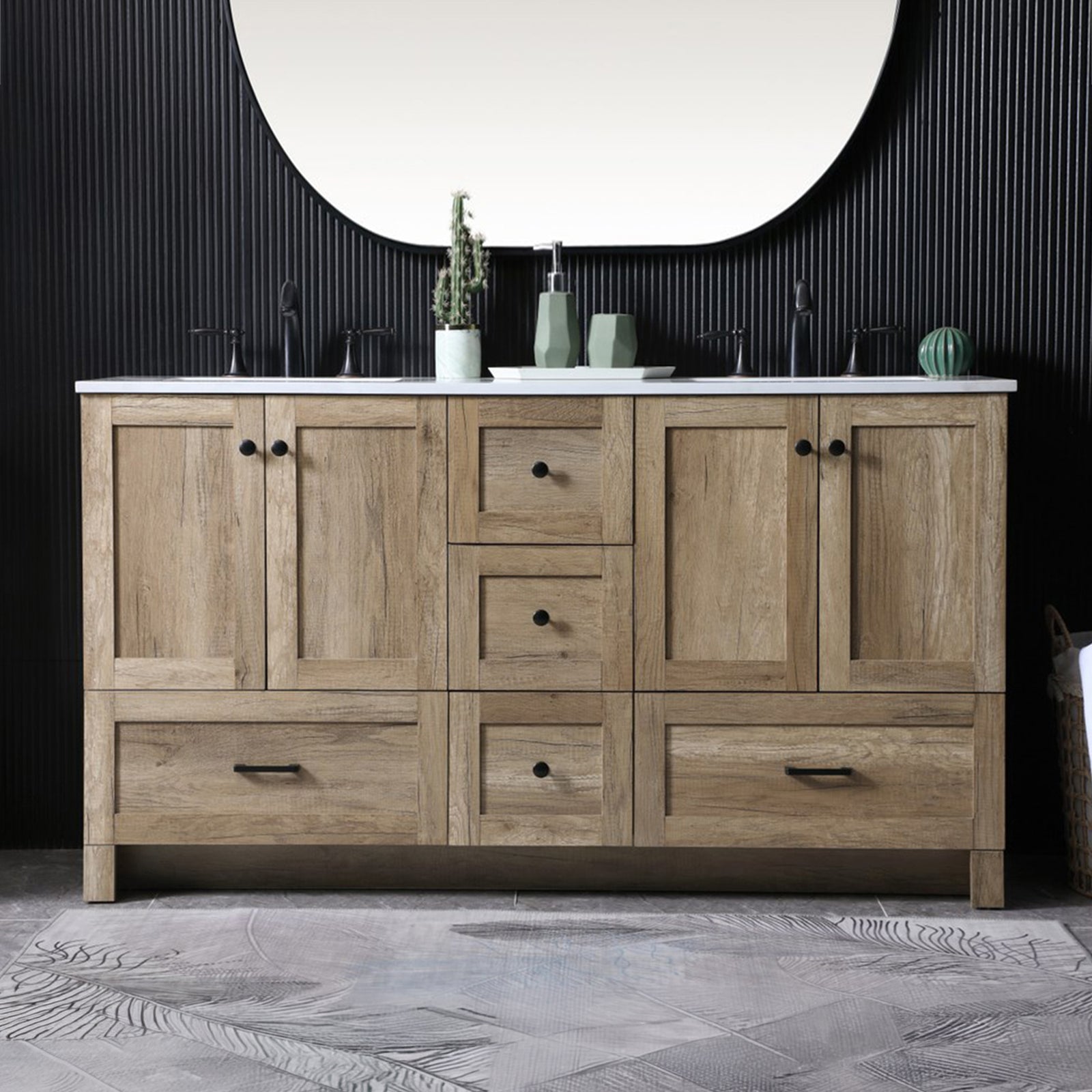 60 Inch Double Bathroom Vanity In Natural Oak Natural Oak Finish - KITCHEN & BATH by Joshua Marshal