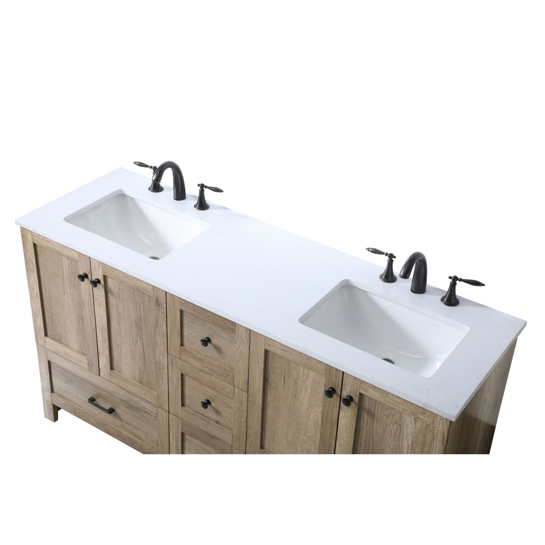 60 Inch Double Bathroom Vanity In Natural Oak - View 5 - Joshua Marshal
