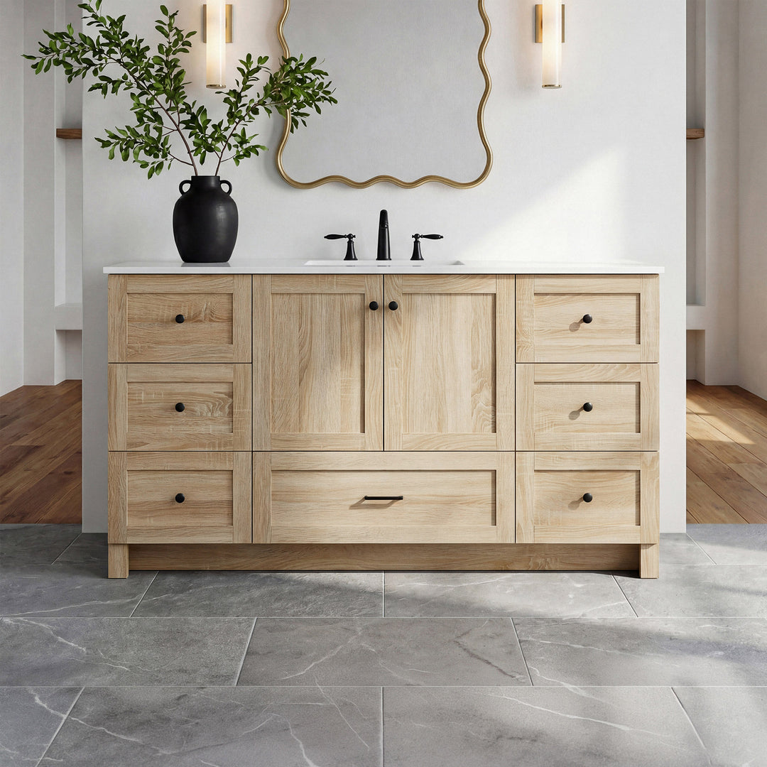 60 Inch Single Bathroom Vanity In Mango Wood Mango Wood Finish - KITCHEN & BATH by Joshua Marshal