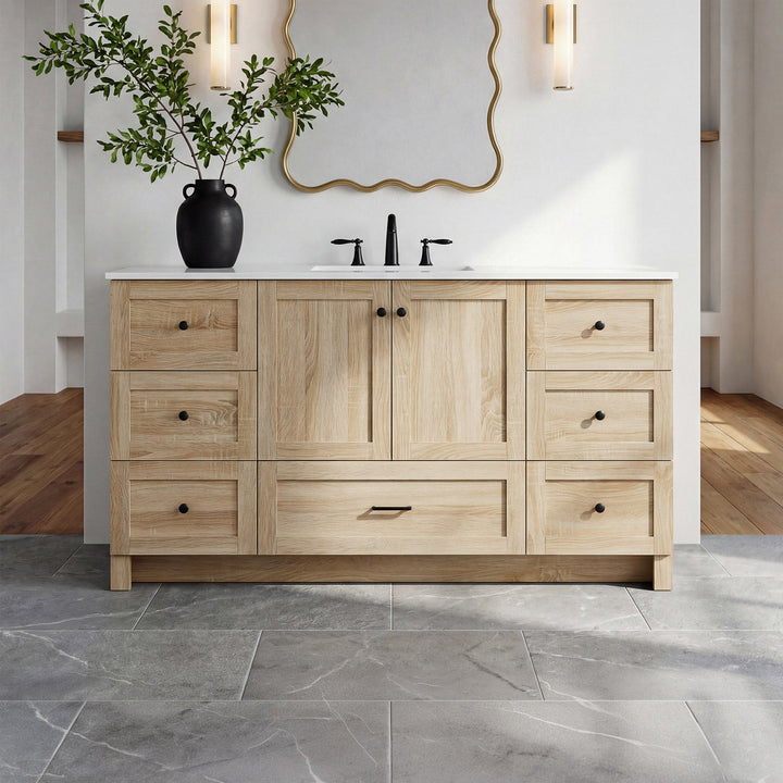 60 Inch Single Bathroom Vanity In Mango Wood Mango Wood Finish - KITCHEN & BATH by Joshua Marshal