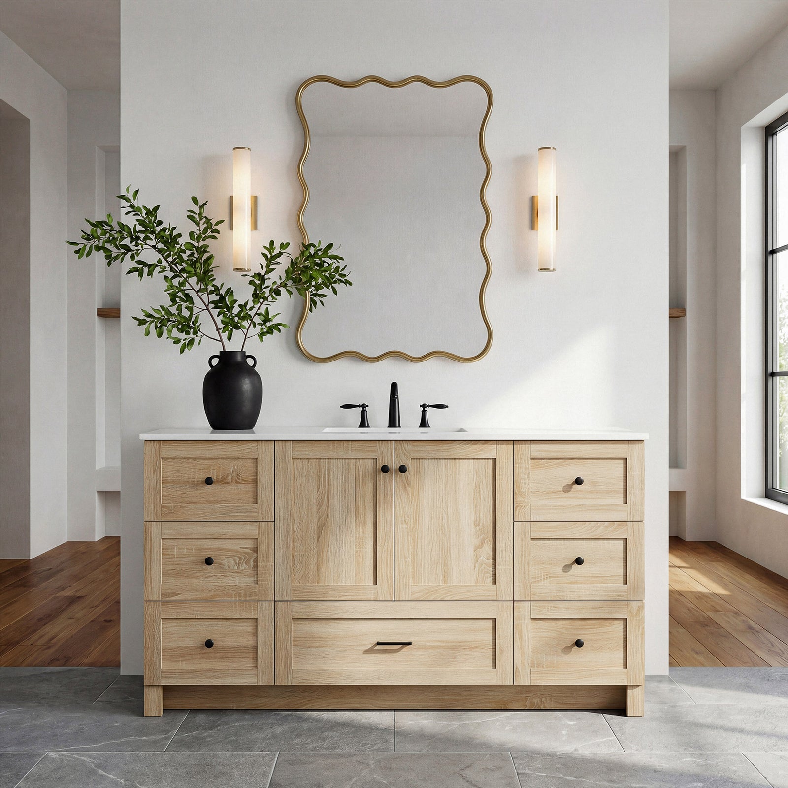 60 Inch Single Bathroom Vanity In Mango Wood - View 2 - Joshua Marshal