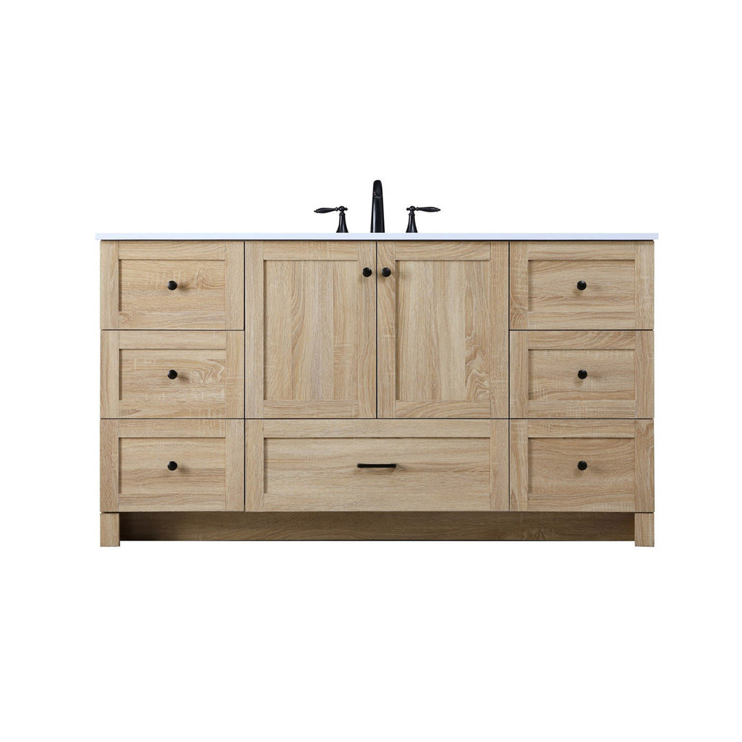 60 Inch Single Bathroom Vanity In Mango Wood - View 3 - Joshua Marshal
