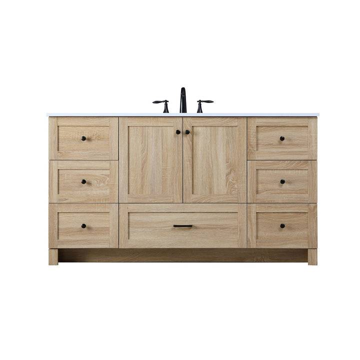 60 Inch Single Bathroom Vanity In Mango Wood - View 3 - Joshua Marshal