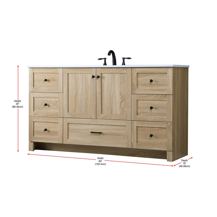 60 Inch Single Bathroom Vanity In Mango Wood - View 4 - Joshua Marshal