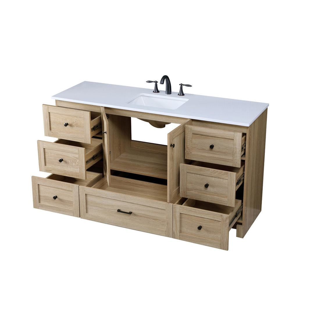 60 Inch Single Bathroom Vanity In Mango Wood - View 5 - Joshua Marshal