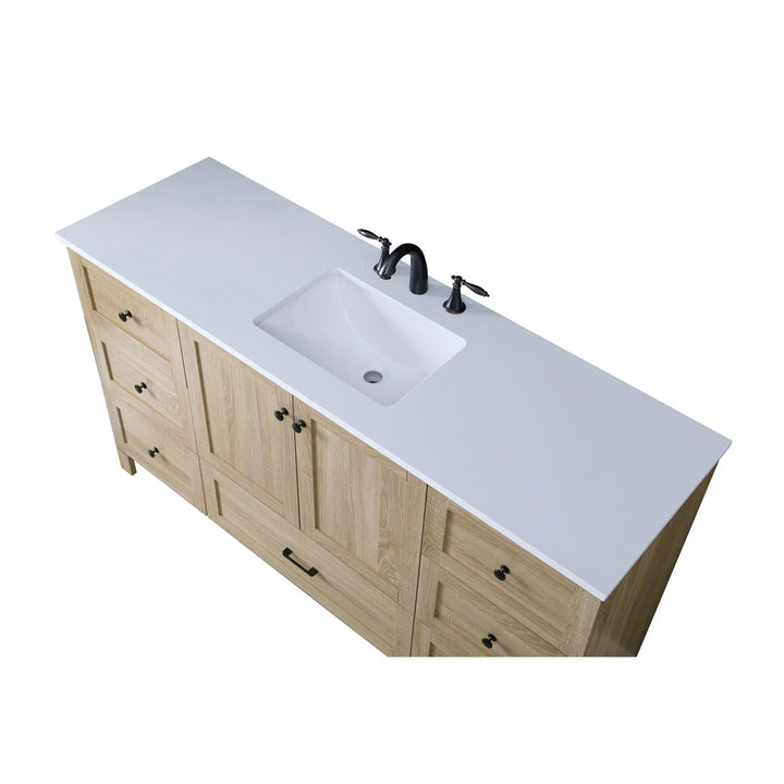 60 Inch Single Bathroom Vanity In Mango Wood - View 6 - Joshua Marshal