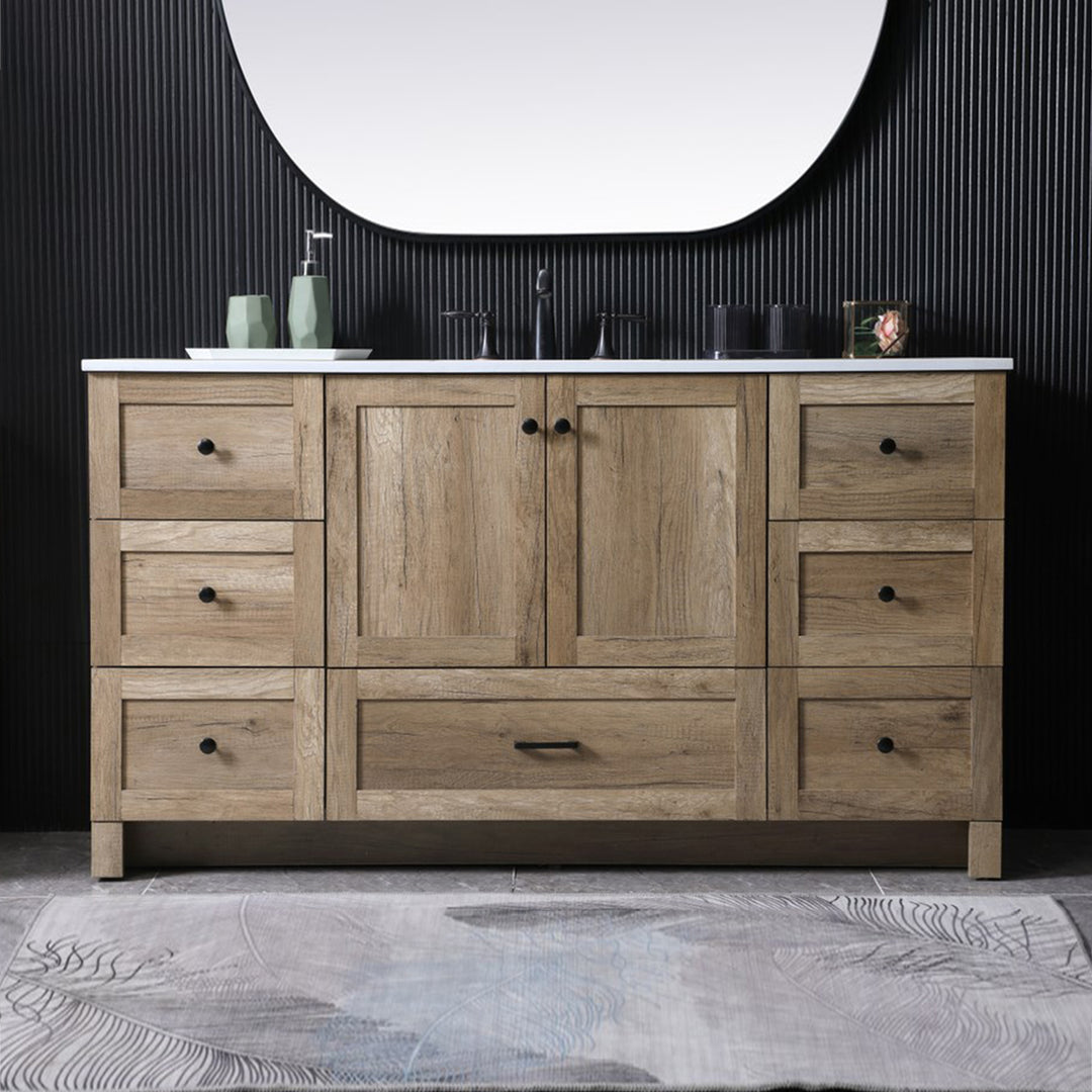 60 Inch Single Bathroom Vanity In Natural Oak Natural Oak Finish - KITCHEN & BATH by Joshua Marshal