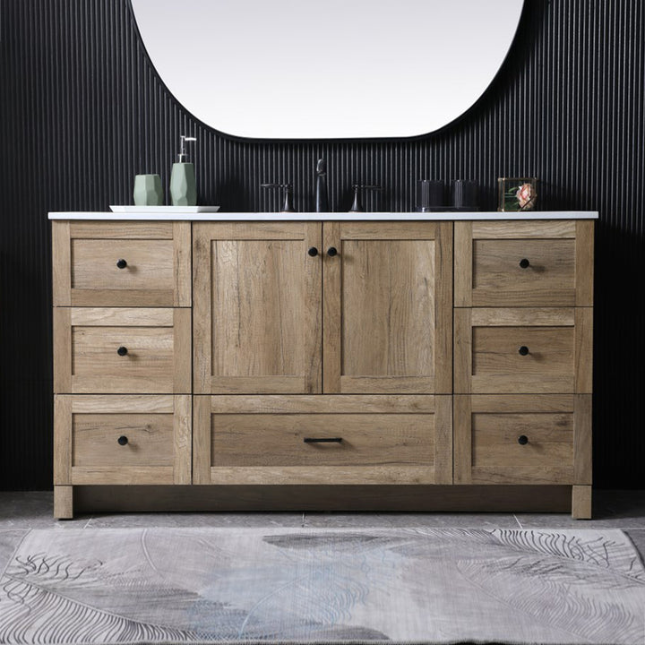 60 Inch Single Bathroom Vanity In Natural Oak Natural Oak Finish - KITCHEN & BATH by Joshua Marshal