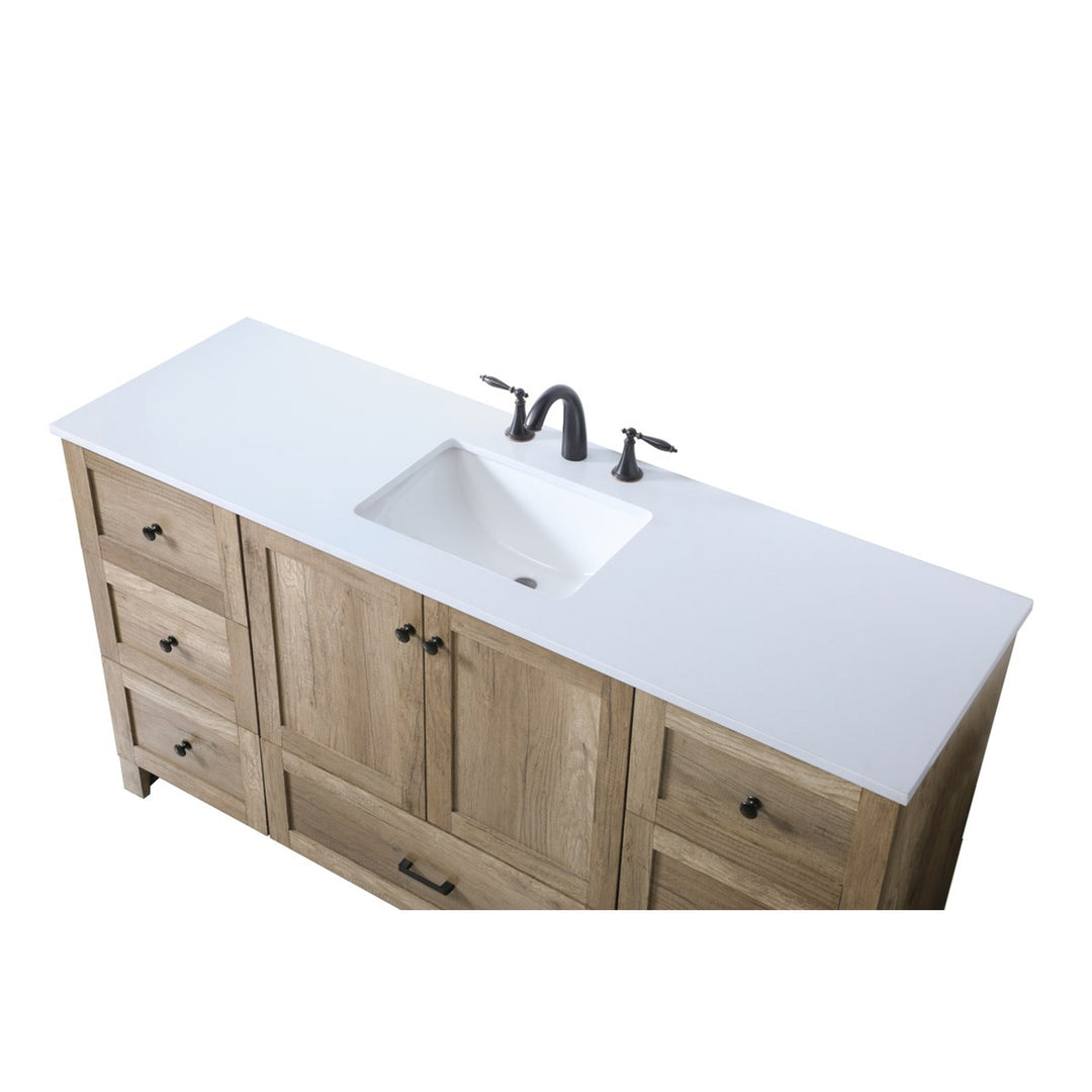 60 Inch Single Bathroom Vanity In Natural Oak - View 4 - Joshua Marshal
