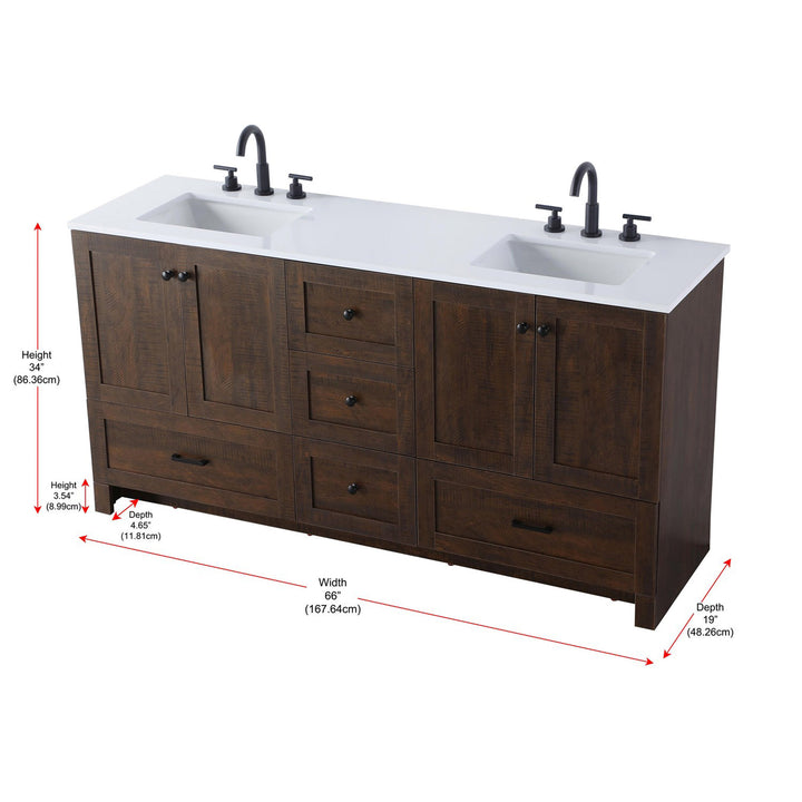 66 Inch Double Bathroom Vanity In Expresso - View 4 - Joshua Marshal