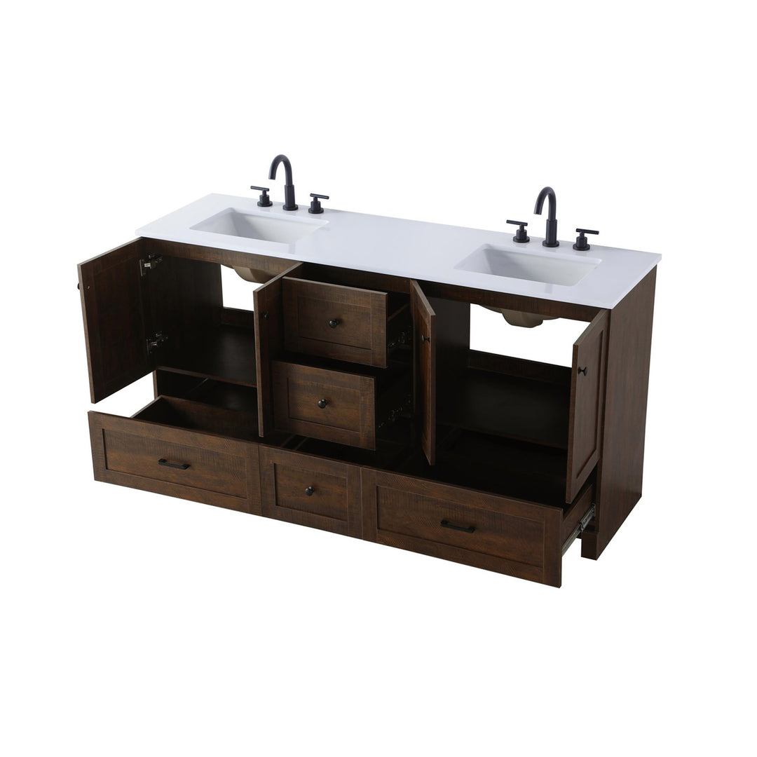 66 Inch Double Bathroom Vanity In Expresso - View 5 - Joshua Marshal