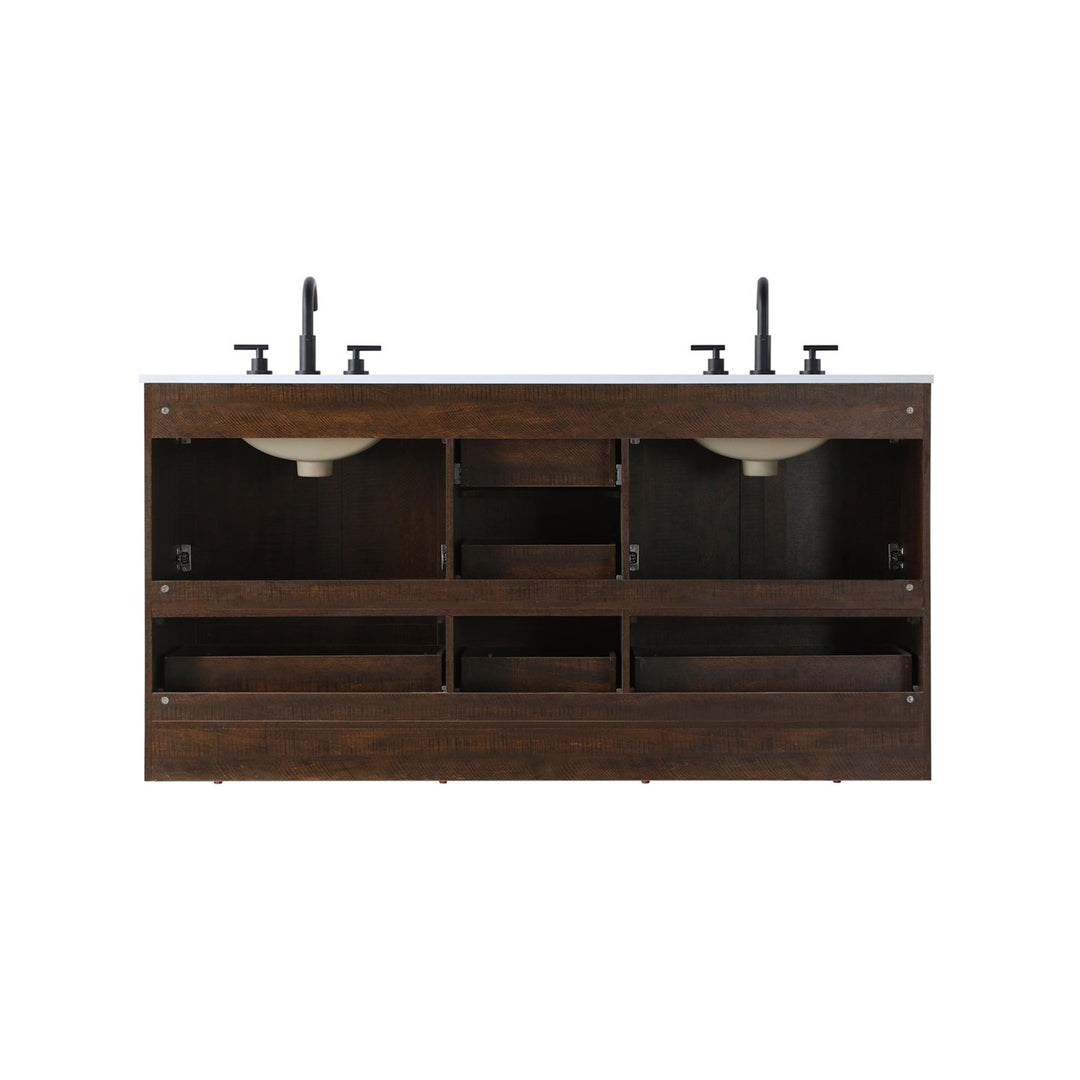 66 Inch Double Bathroom Vanity In Expresso - View 6 - Joshua Marshal