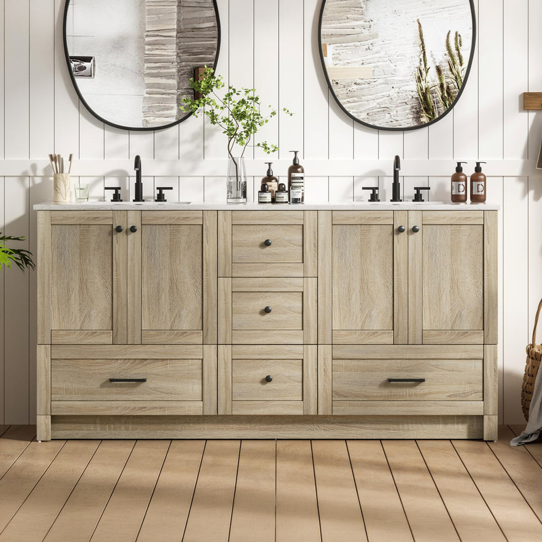 66 Inch Double Bathroom Vanity In Mango Wood Mango Wood Finish - KITCHEN & BATH by Joshua Marshal