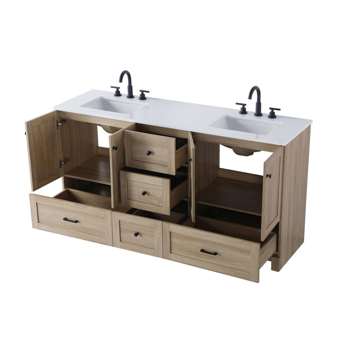 66 Inch Double Bathroom Vanity In Mango Wood - View 5 - Joshua Marshal