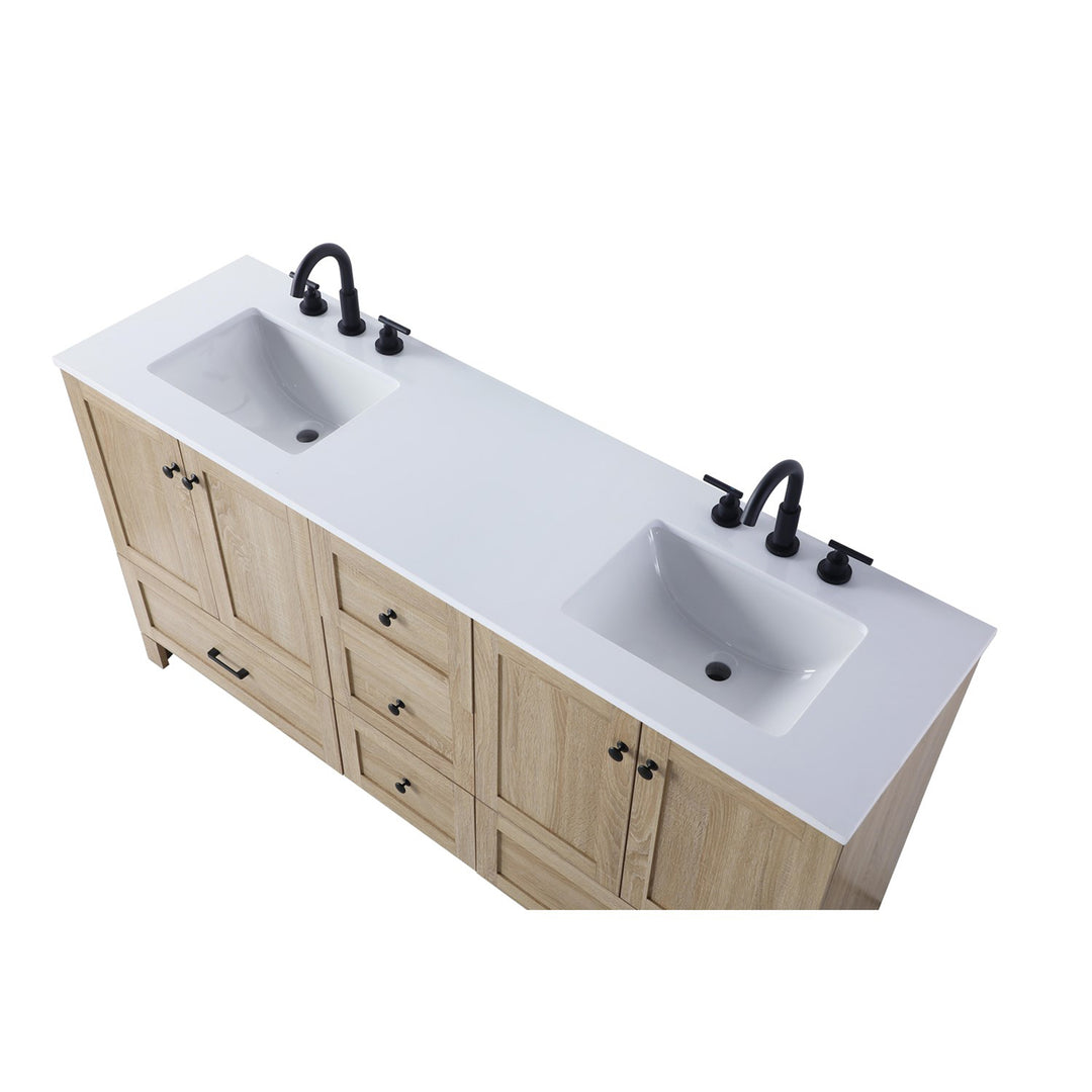 66 Inch Double Bathroom Vanity In Mango Wood - View 6 - Joshua Marshal