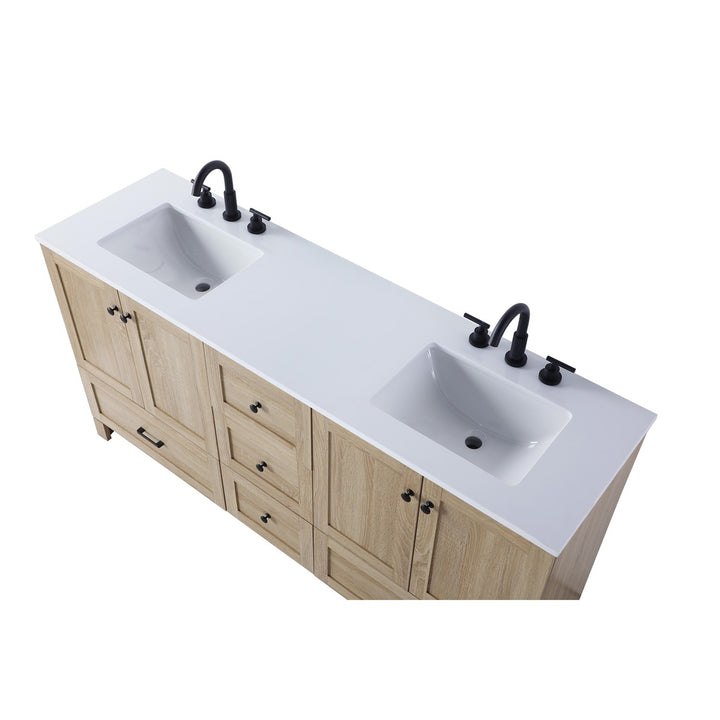 66 Inch Double Bathroom Vanity In Mango Wood - View 6 - Joshua Marshal