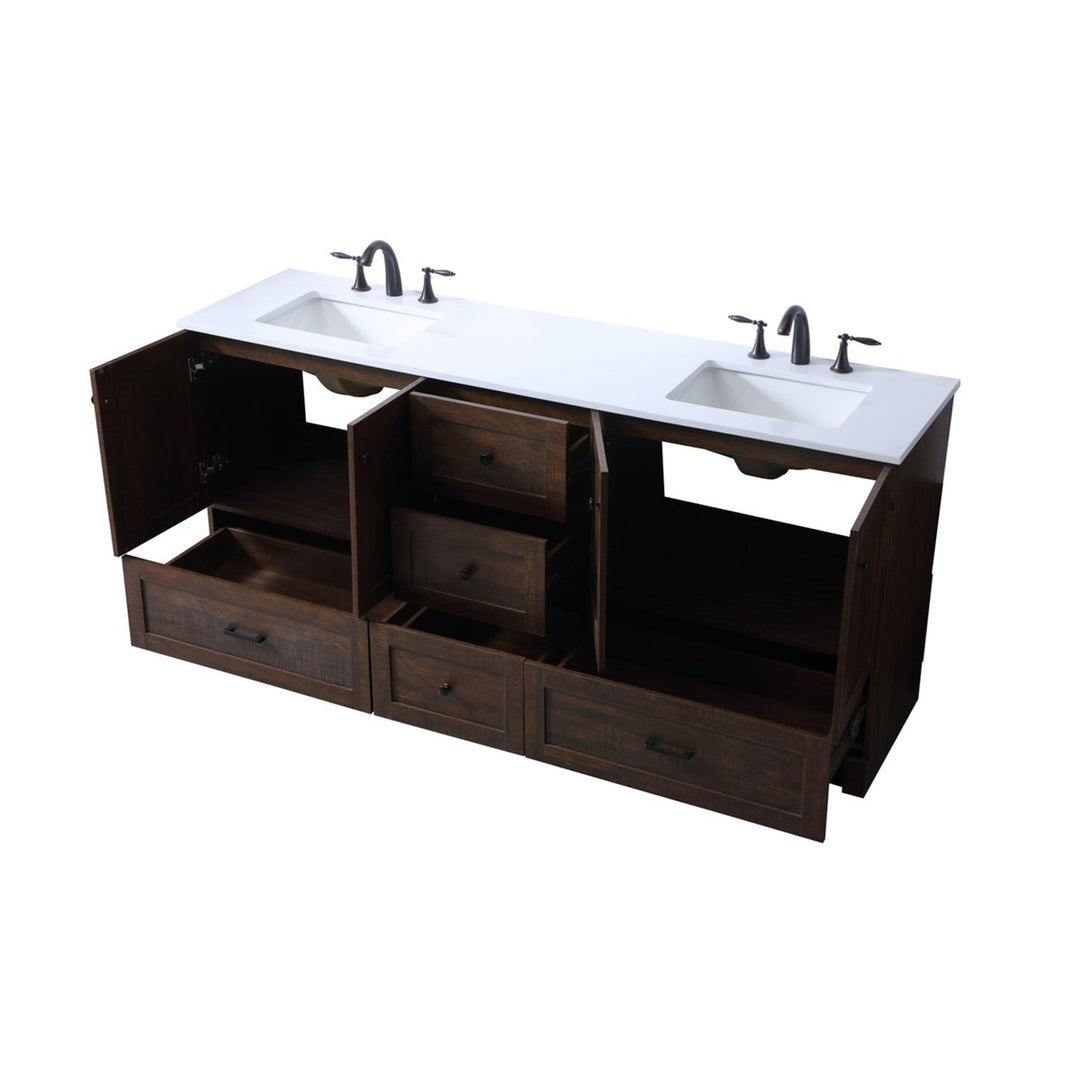 72 Inch Double Bathroom Vanity In Expresso - View 4 - Joshua Marshal